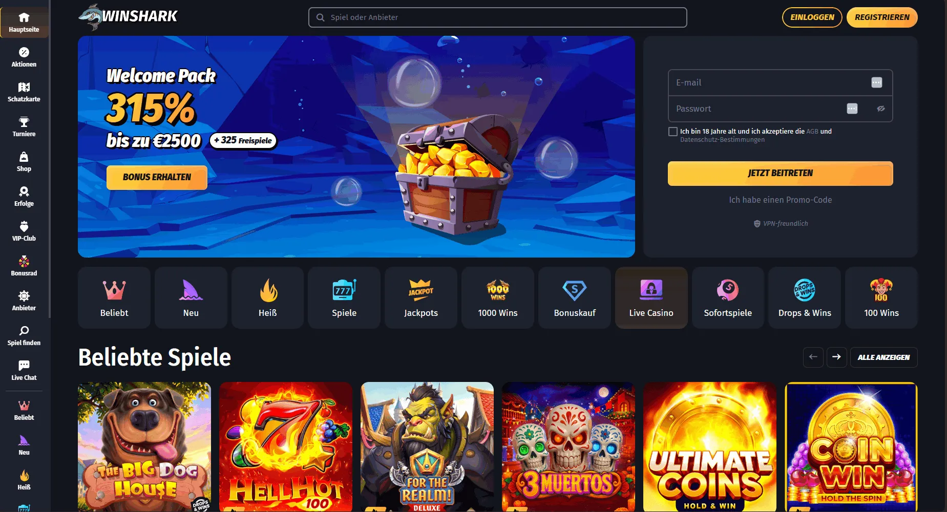 Winshark Online Casino Österreich legal